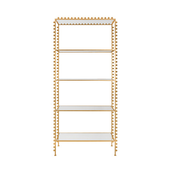 Goldie Gold Leaf Etagère with Glass Shelves