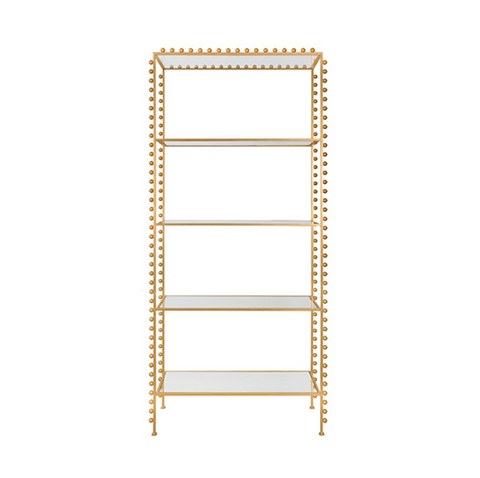 Goldie Gold Leaf Etagère with Glass Shelves