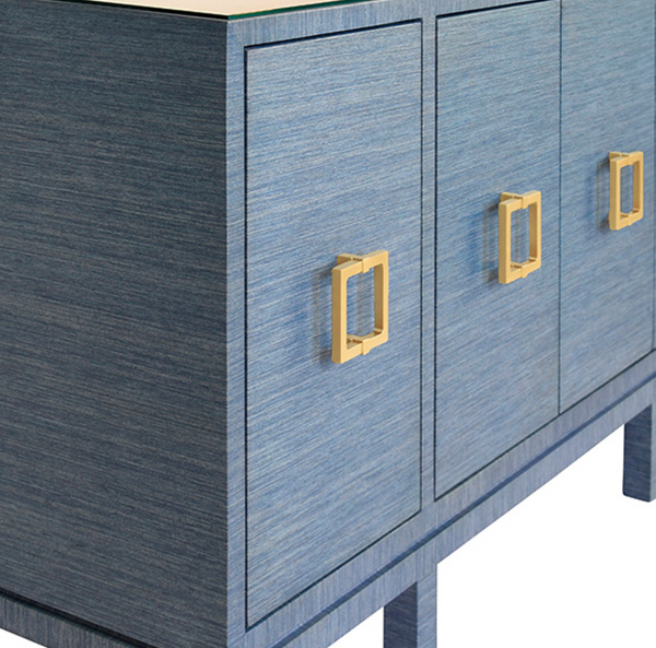 Effie Denim Blue Grasscloth Buffet