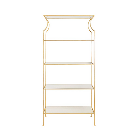Dorothy Gold Leaf Etagère w/Glass Shelves