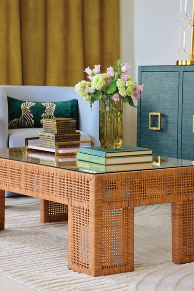 Jarvis Rose Quartz Tray w/Polished Brass Handles