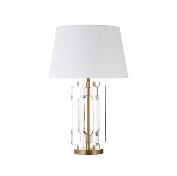 Haven Stacked Acrylic Table Lamp w/Shade - Antique Brass
