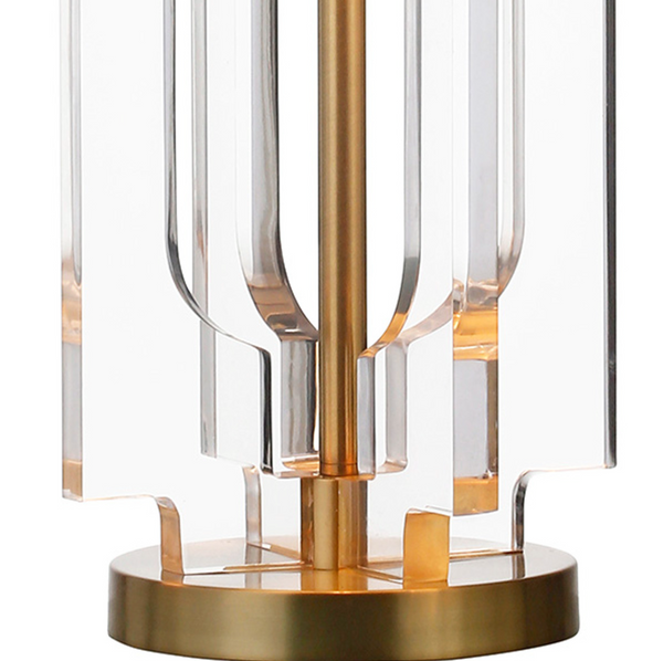 Haven Stacked Acrylic Table Lamp w/Shade - Antique Brass
