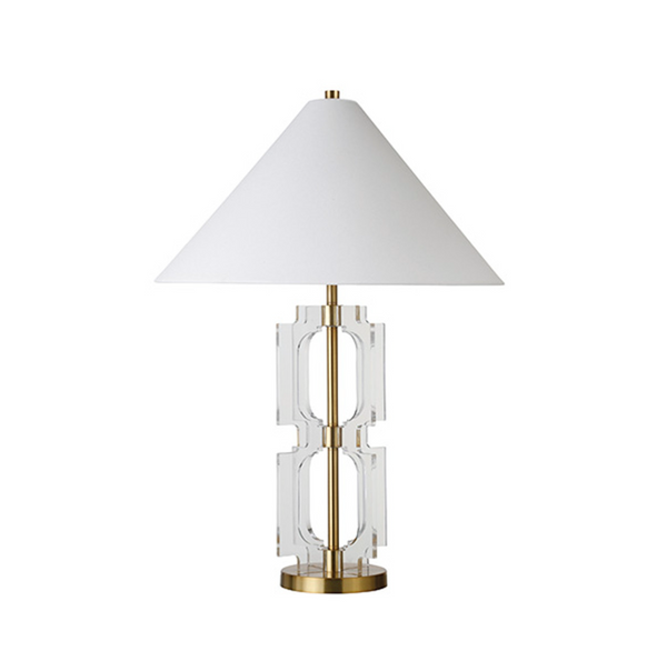 Hansen Acrylic & Antique Brass Table Lamp w/Shade