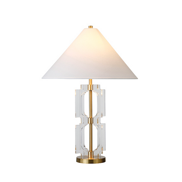 Hansen Acrylic & Antique Brass Table Lamp w/Shade