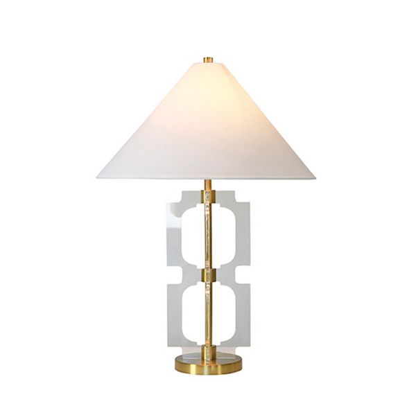 Hansen Acrylic & Antique Brass Table Lamp w/Shade