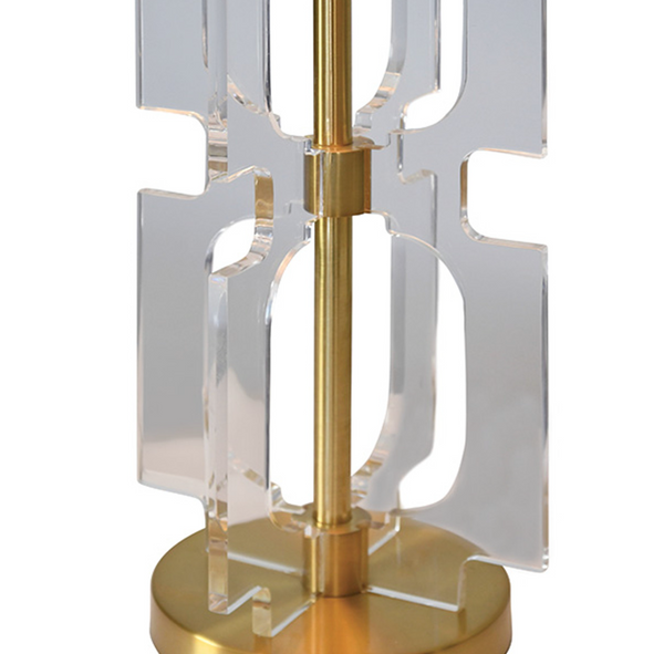 Hansen Acrylic & Antique Brass Table Lamp w/Shade