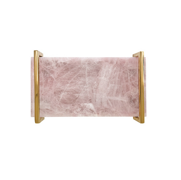Jarvis White Quartz Tray w/Polished Brass Handles