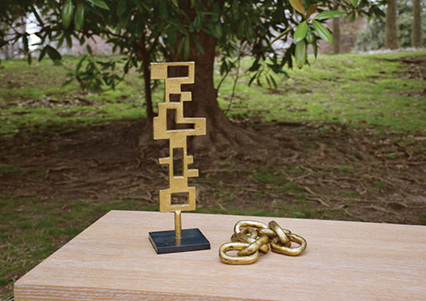 Dax Aluminum Textured Brass Chain Link Decorative Object