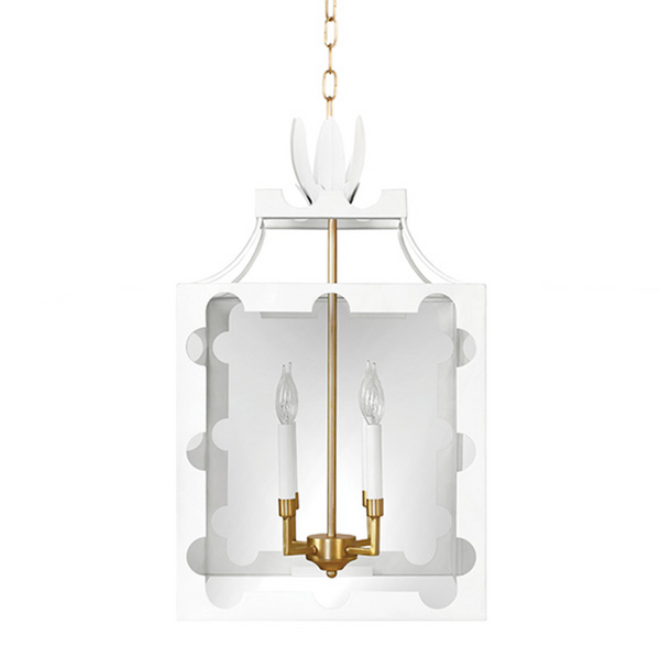 Talula White Tole Petal Lantern Pendant Light