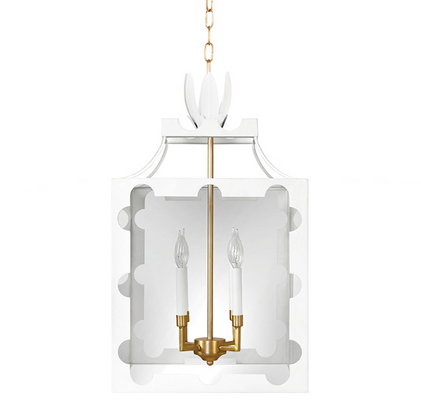 Talula White Tole Petal Lantern Pendant Light