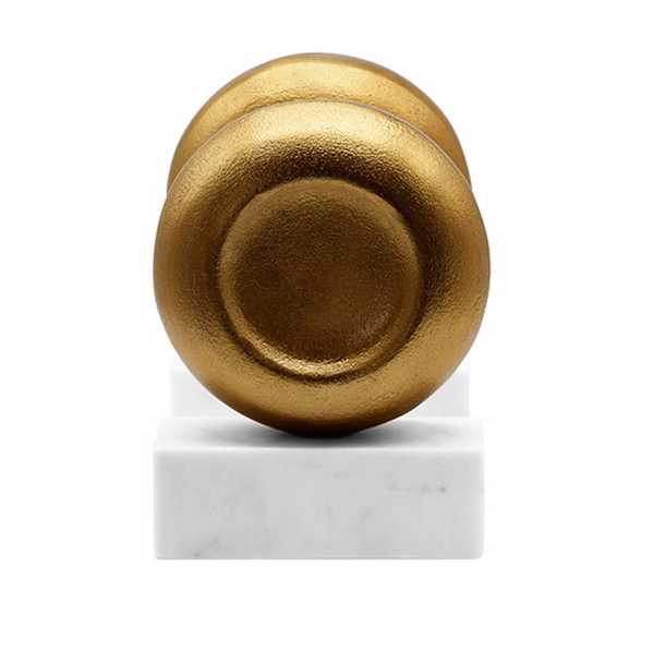 Disky Textured Brass Bookends on Marble Base - Set of 2