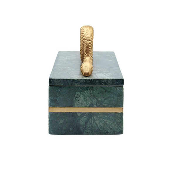 Boa Decorative Box - Green Marble & Brass Snake