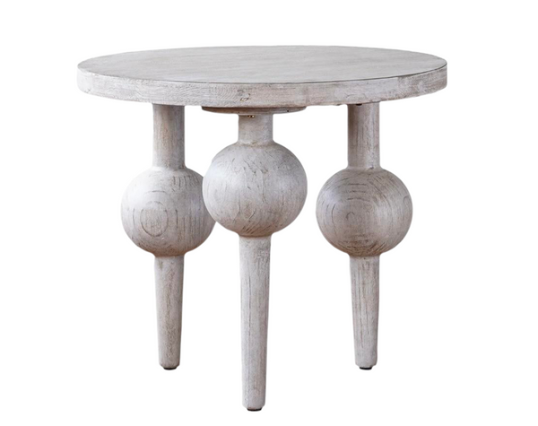 Bubbles White Washed Wood Side Table - Matthew Izzo Collection