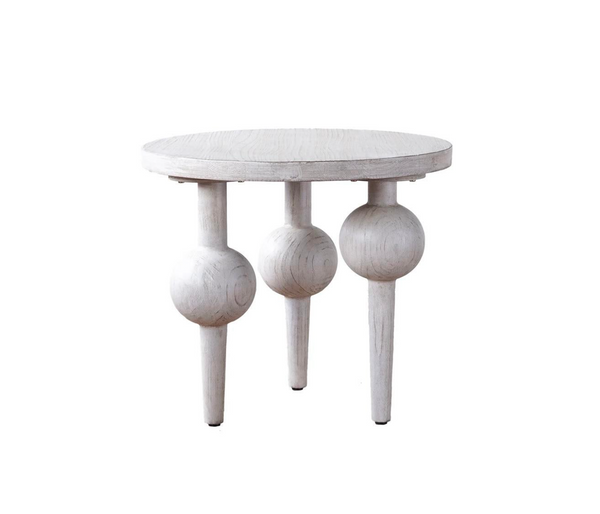 Bubbles White Washed Wood Side Table - Matthew Izzo Collection