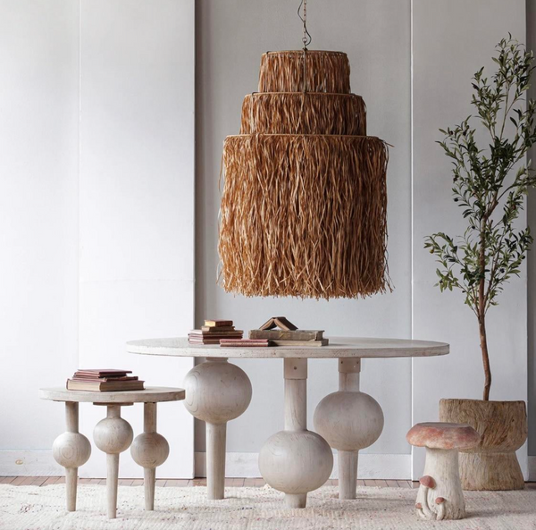 Bubbles White Washed Wood Side Table - Matthew Izzo Collection