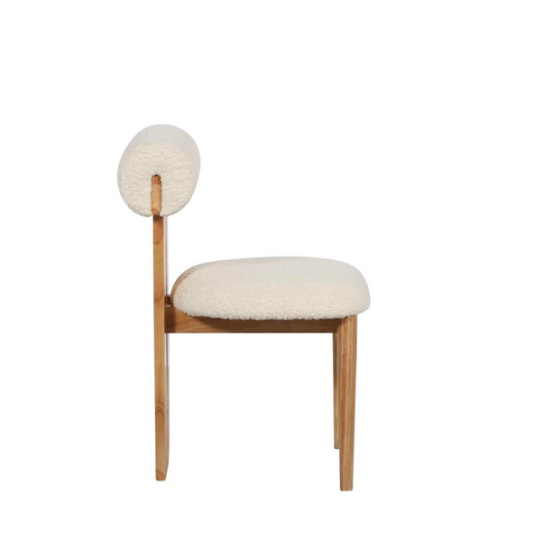 Anna Boucle & Elm Wood Dining Chair in Burnt Oak - Matthew Izzo Collection