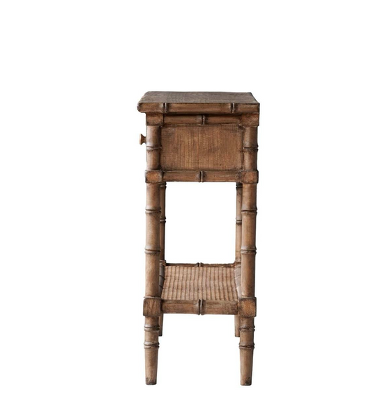 Bahama Faux Bamboo Wood & Rattan Console Table - Matthew Izzo Collection