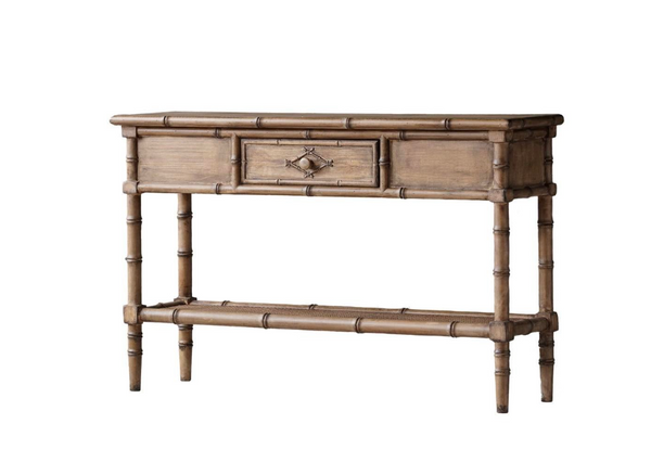 Bahama Faux Bamboo Wood & Rattan Console Table - Matthew Izzo Collection