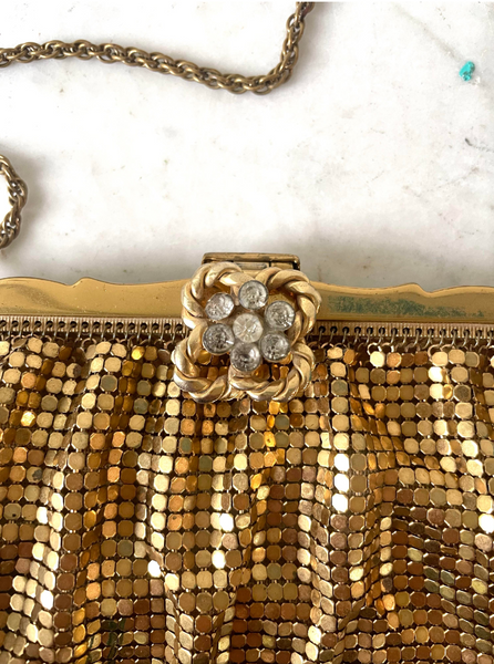 Art Deco Gold Mesh Clutch with Chain