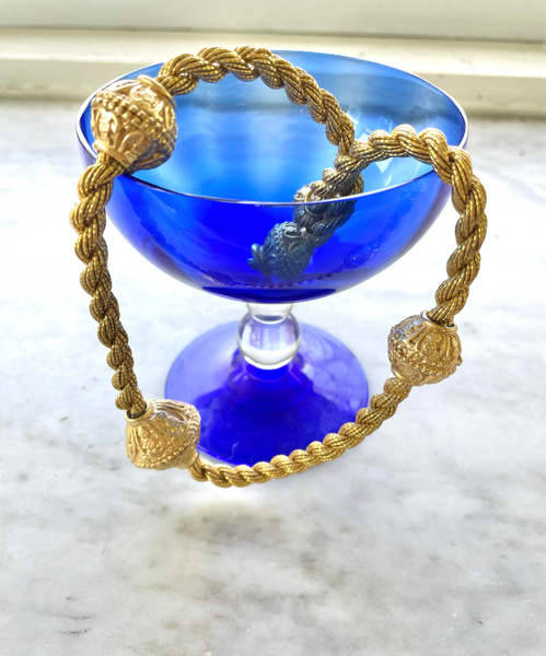 15" Vintage 1980s Braid & Bead Gold Plated Necklace