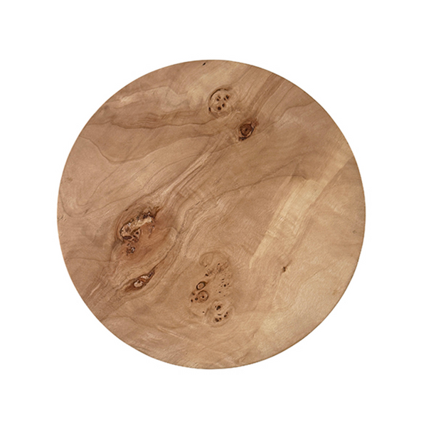Alina Polished Brass Side Table with Round Burlwood Top