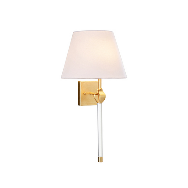 Belle Wall Sconce w/ White Linen Coolie Shade - Gold Leaf & Acrylic