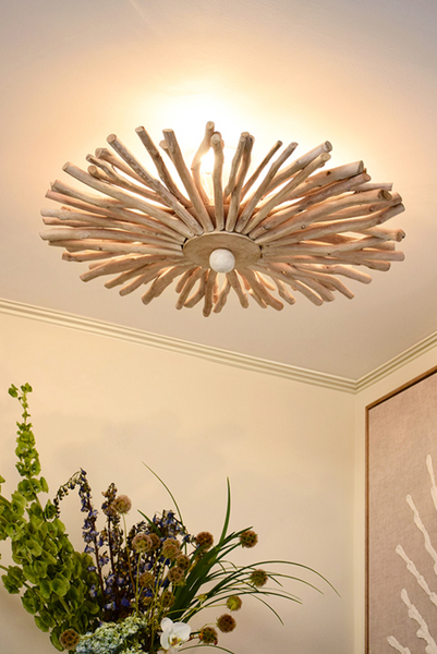 Rio Eucalyptus Wood Wall Sconce/Semi Flushmount Ceiling Light