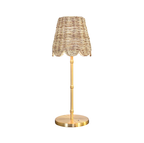 Hallie Rechargeable Table Lamp - Rattan & Brass
