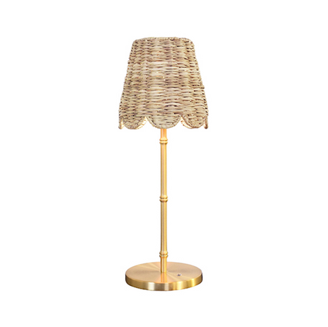 Hallie Rechargeable Table Lamp - Rattan & Brass