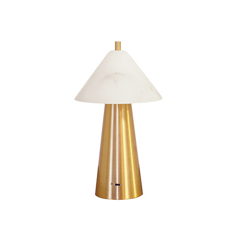 Farley Modern Rechargeable Mini Table Lamp - Brass & Faux Alabaster