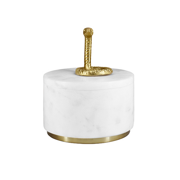 Snape Lidded Marble Container with Brass Snake