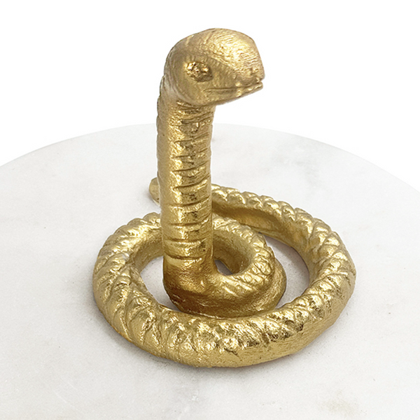 Snape Lidded Marble Container with Brass Snake