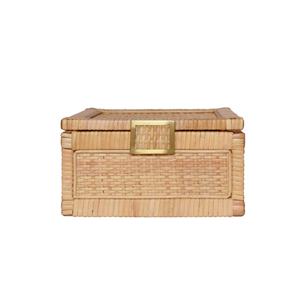 Bruno Rattan & Brass Small Decorative Box