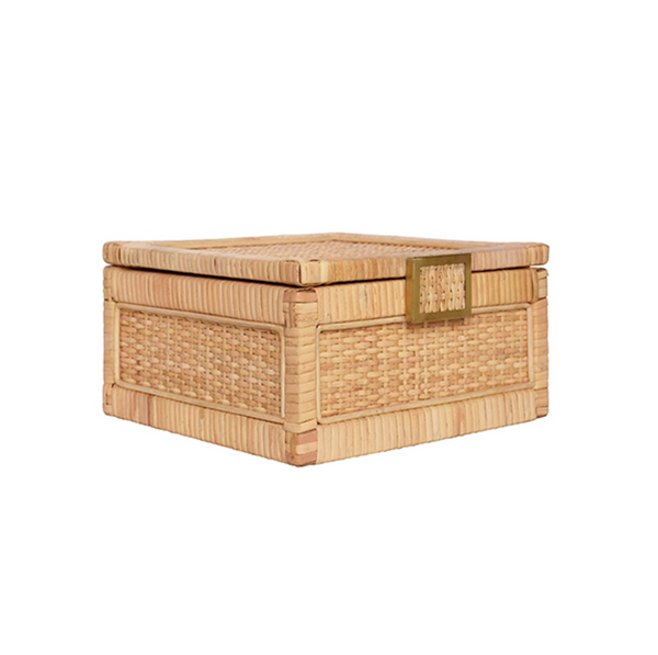 Bruno Rattan & Brass Small Decorative Box