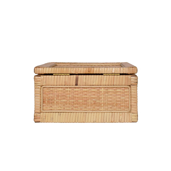 Bruno Rattan & Brass Small Decorative Box