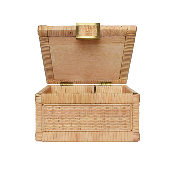 Bruno Rattan & Brass Small Decorative Box