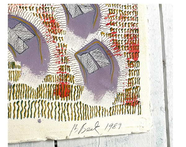 Barbara Beck 1989 Abstract Acrylic Painting on Paper