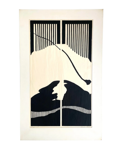 Barbara Beck 1975 Matted Woodblock Print on Paper - Original Mat