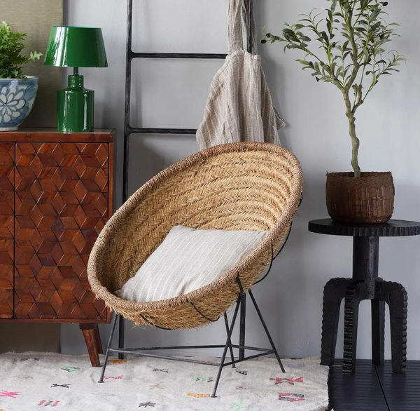 Seagrass & Iron Frame Lounge Chair - Matthew Izzo Collection