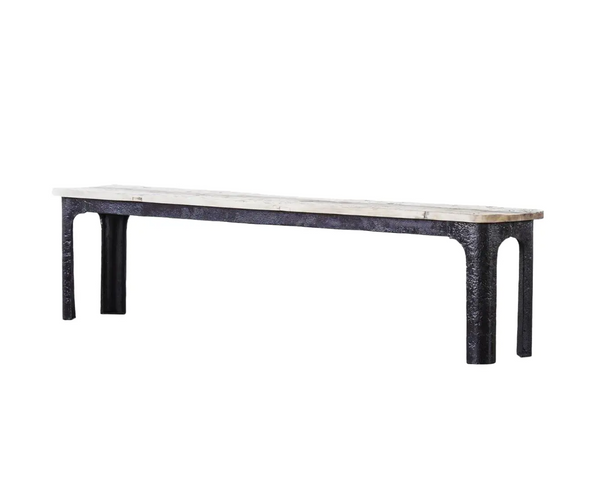 Rustic Upcycled Wood & Iron Bench - Matthew Izzo Collection