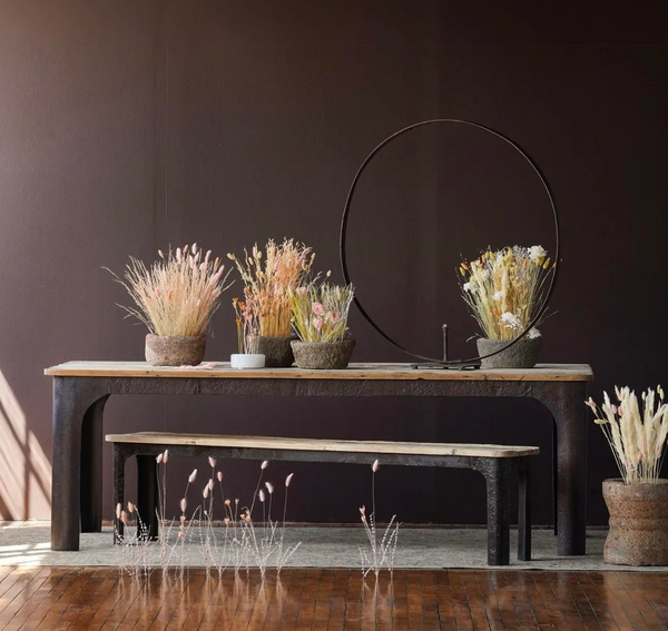 Rustic Upcycled Wood & Iron Bench - Matthew Izzo Collection