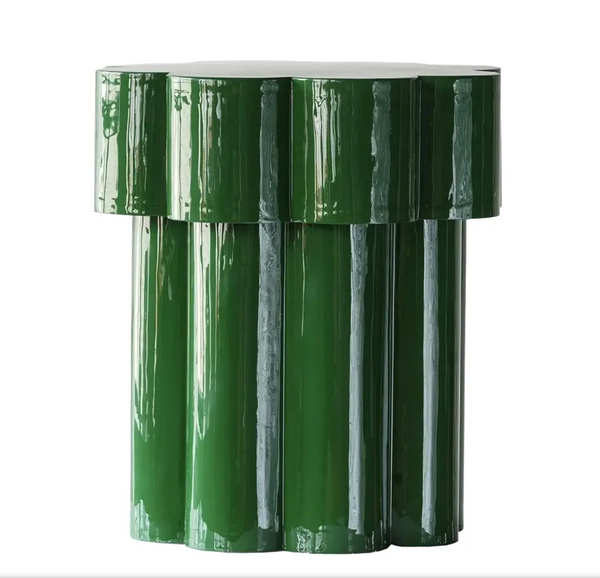 Glossy Emerald Green Flower Side Table - Matthew Izzo Collection