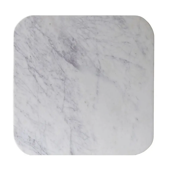 Square Mango Wood & White Marble Top Side Table - Matthew Izzo Collection