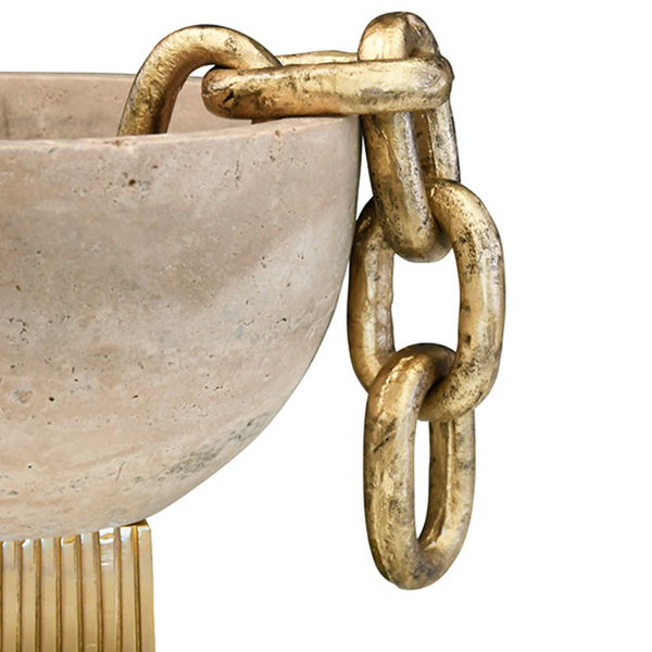 Dax Textured Brass Chain Link Decor Object