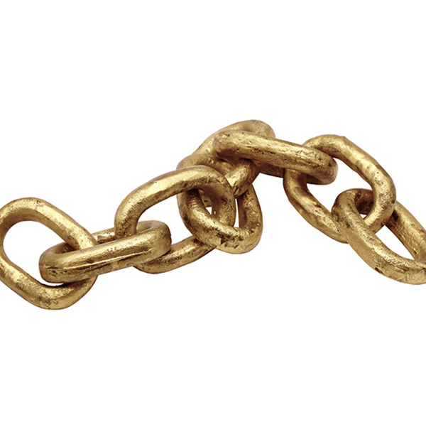 Dax Textured Brass Chain Link Decor Object