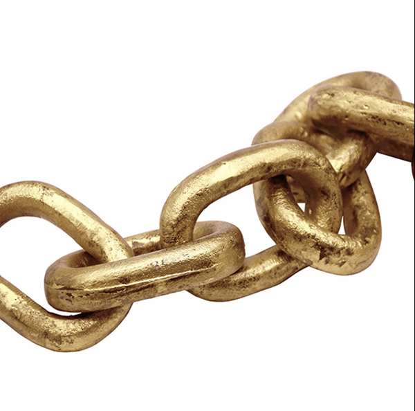 Dax Textured Brass Chain Link Decor Object