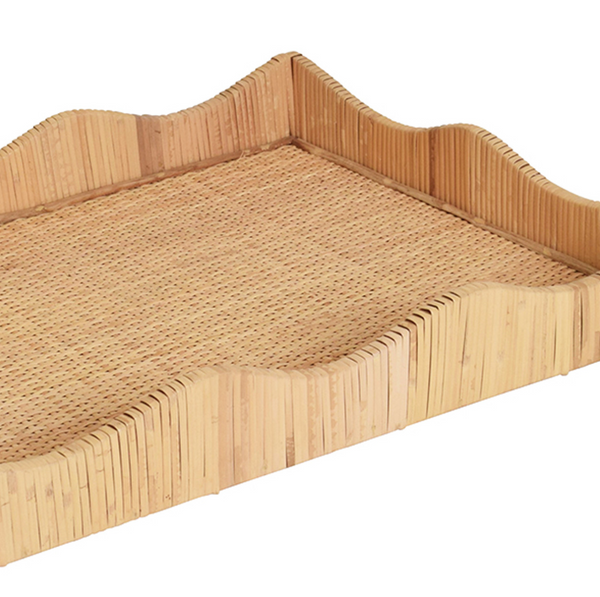 Wavey Scalloped Edge Rattan Serving Tray - Small or Large