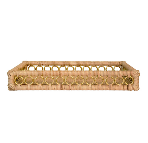 Tango Rattan Serving Tray w/Brass Rings