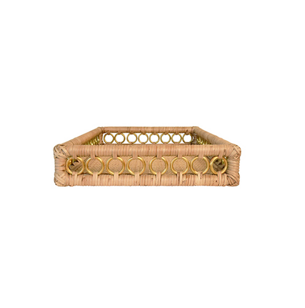 Tango Rattan Serving Tray w/Brass Rings